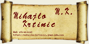 Mihajlo Krtinić vizit kartica